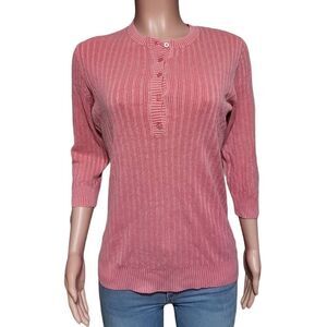 Pulp 3/4 sleeve henley salmon ribbed shirt M